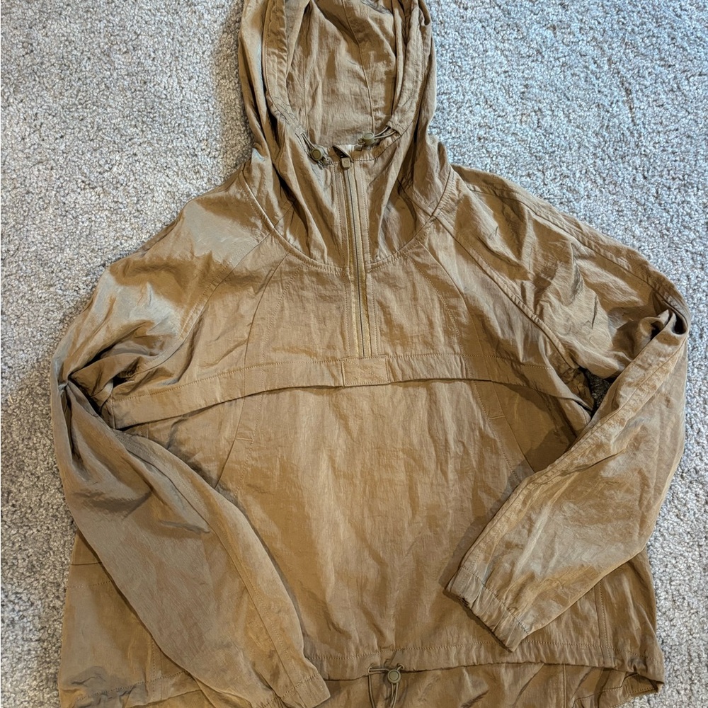 Brown Hooded Windbreaker Jacket